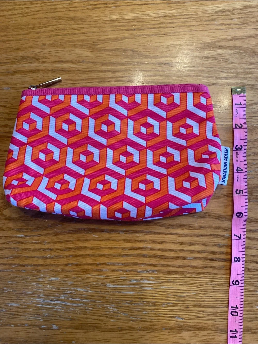 Jonathan Adler Geometric Zip Pouch in Pink and Orange